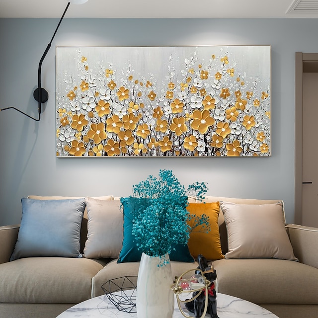 Oil Painting Handmade Hand Painted Wall Art Abstract Flowers Canvas ...