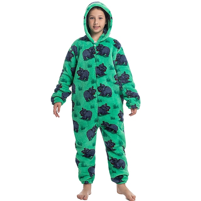 Kinderen Tiener Kigurumi-pyjama's Nachtmode dier Onesie pyjama's Voor Mannen & Vrouwen Jongens en meisjes Kerstmis Dieren nachtkleding spotprent Festival / kostuums - US $36.39