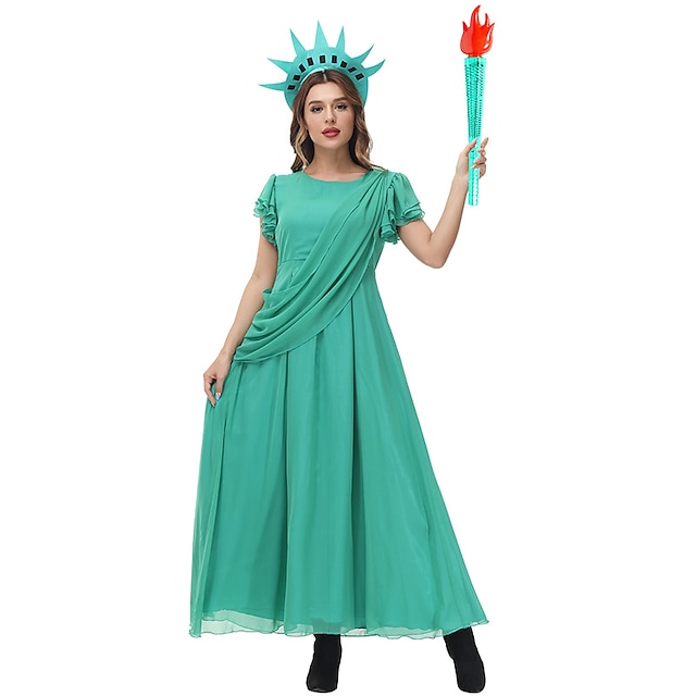  Statue of Liberty Greek Goddesses Retro Vintage Ancient Greek Ancient Rome Greece Dress Cosplay Costume Outfits Women's Costume Vintage Cosplay Party / Evening Carnival Dress Halloween / Headwear