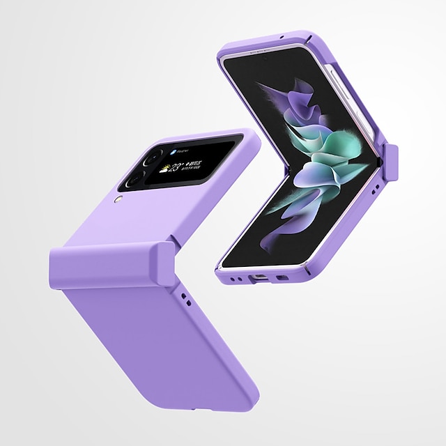  teléfono Funda Para Samsung galaxia Z Flip 5 Z Flip 4 Z Flip 3 Funda Trasera Portátil Dar la vuelta Protector de cuerpo completo Color sólido El plastico