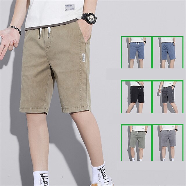 Mens Clothing Mens Bottoms | Mens Classic Style Fashion Active Shorts Drawstring Elastic Waist Knee Length Pants Sports Outdoor 