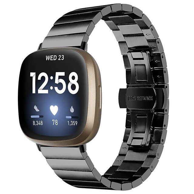  1 Stück Smartwatch-Band Kompatibel mit Fitbit Versa 3 / Sense Edelstahl Smartwatch Gurt Luxus Verstellbar Schnellspanner Metall Band Ersatz Armband