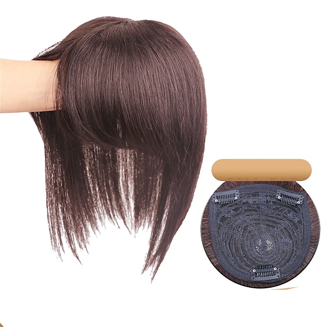  Real-life Wig Female Head Replacement Piece Ladies Real Hair Cover White Hair Replacement Volume Qi Oblique Bangs Head Wig Piece