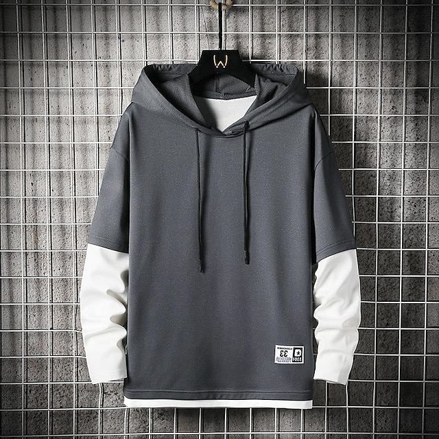 Mens Clothing Mens Hoodies & Sweatshirts | Mens Hoodie Pullover Hoodie Sweatshirt Color Block Patchwork Casual Daily Holiday non