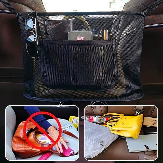 Car Net Pocket Handbag Holder, Durable Car Seat Storage and Handbag
