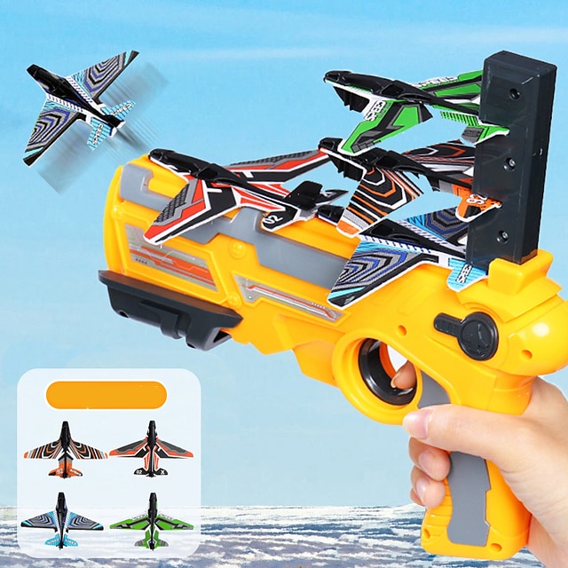  vliegtuig launcher speelgoed pistool vliegtuig pistool schuim plastic vliegtuig voor kinderen jongens meisjes bubble katapult strand speelgoed jongen gift