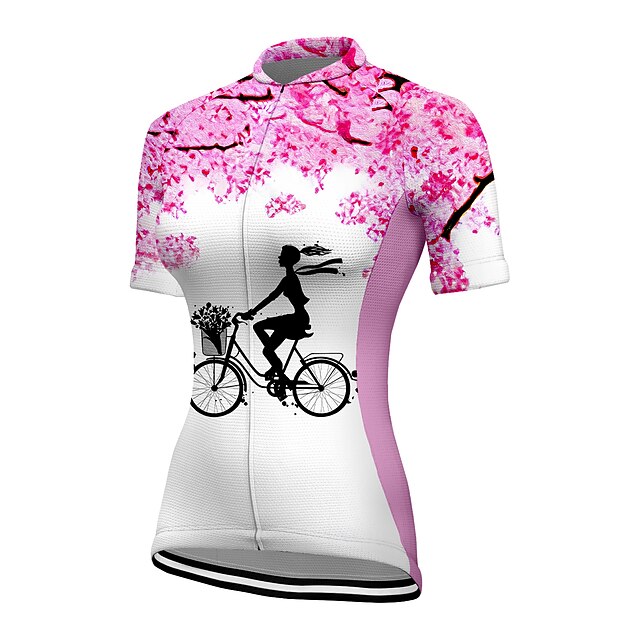 Women's Cycling Jersey Floral Botanical Short Sleeve Bike Top with 3 Rear Pockets Mountain Bike MTB Road Bike Cycling Quick Dry Reflective Strips Back Pocket Moisture Wicking Sports Pink Clothing3
