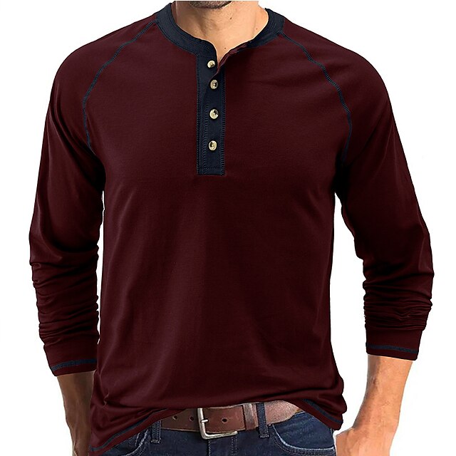  Per uomo maglietta Maglia a maniche lunghe Color Block Liscio Rotonda Giornaliero Color Block Abbigliamento Essenziale Giornaliero