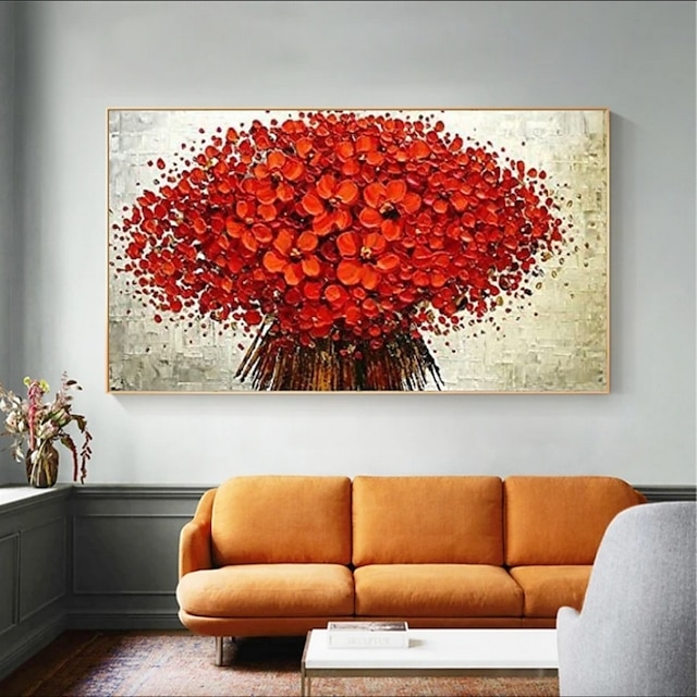  Handmade Hand Painted Oil Painting Wall Art Red Tree Canvas Paintings Home Decoration Decor Rolled Canvas No Frame Unstretched