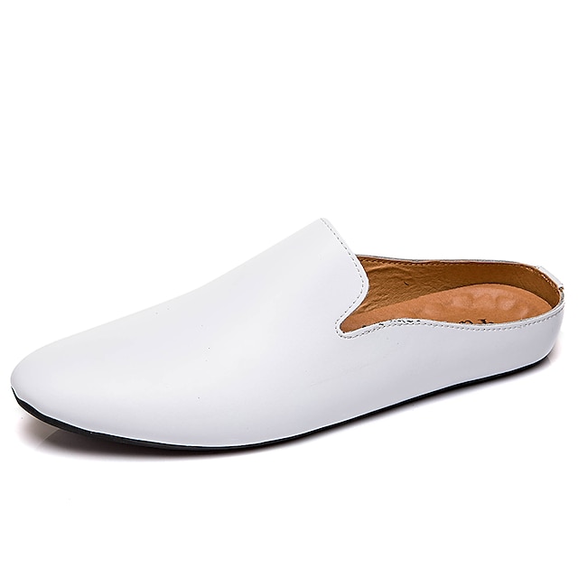  Bărbați Saboți Mocasini confortabili Pantofi de stil britanic Jumătate de pantofi Pantofi de confort Casual Englezesc Zilnic Piele Loafer Negru Alb Maro Vară Primăvară