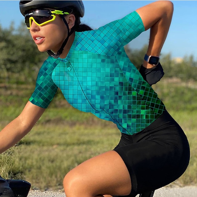 21Grams Women's Cycling Jersey Short Sleeve Bike Top with 3 Rear Pockets Mountain Bike MTB Road Bike Cycling Breathable Quick Dry Moisture Wicking Sky Blue Red Blue Spandex Polyester Sports Clothing