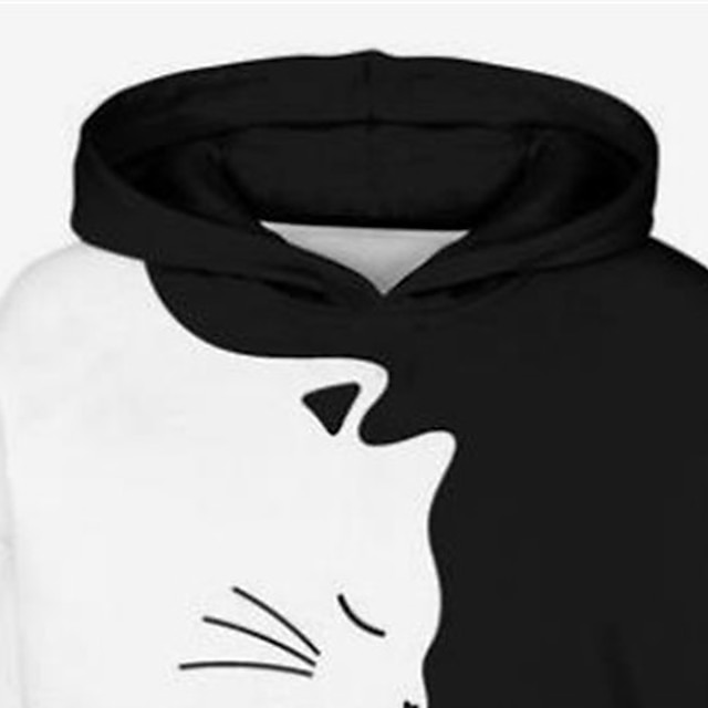 Baby & Kids Boys Clothing | Kids Unisex Boys Girls Hoodie Long Sleeve 3D Print Cat Animal Pocket White Children Tops Fall Spring