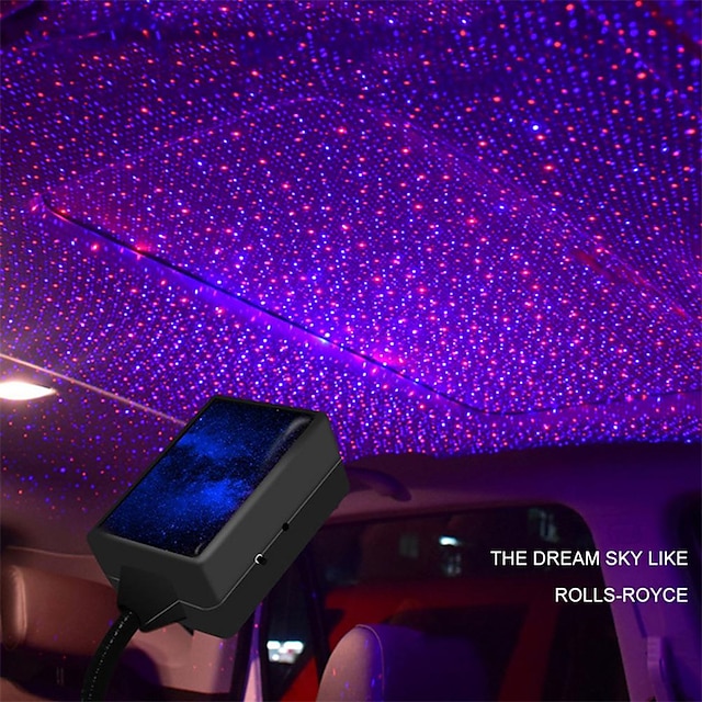  Multi-Color Car LED Star Projector Roof Light Interior LED Starry Laser Atmosphere Ambient Projector USB Galaxy Lights