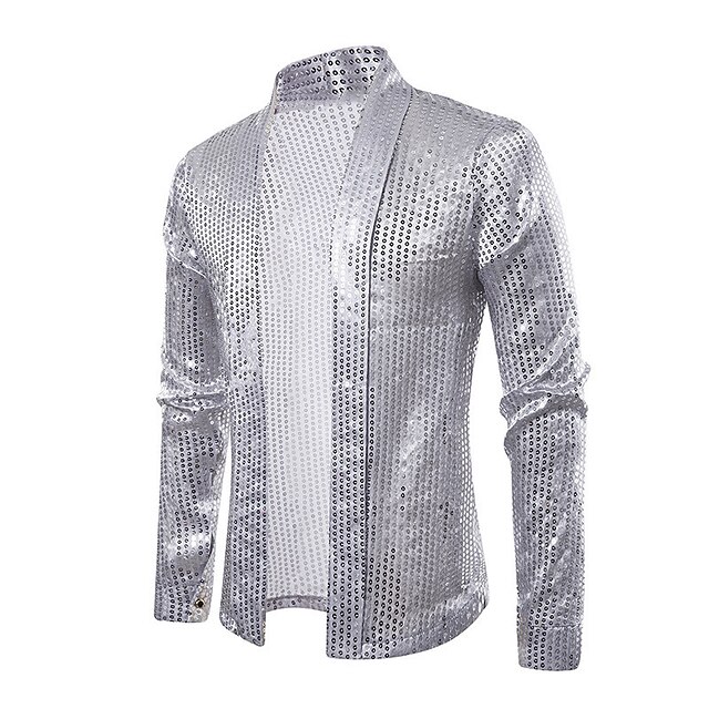 Mens Clothing Mens Shirts | Mens Shirt Polka Dot Turndown Street Holiday Long Sleeve Tops Casual Fashion Comfortable Wine Silver