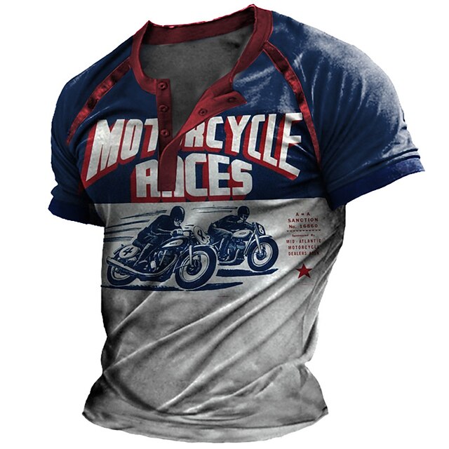 Mens Clothing Mens Tees & Tank Tops | Mens Henley Shirt Tee T shirt Tee 3D Print Graphic Patterned Color Block Motorcycle Plus S