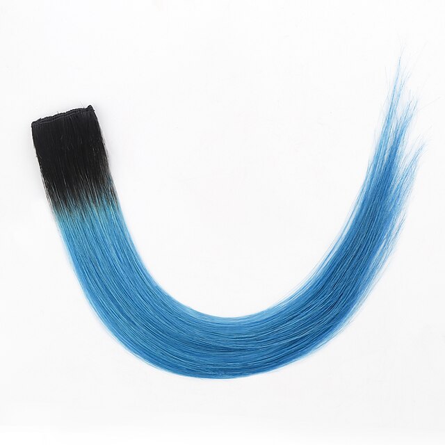  Con clip Extensions per i capelli Capelli umani di Remy 1 pc pacco Liscio Nero Blu Extensions per i capelli / Da tutti i giorni