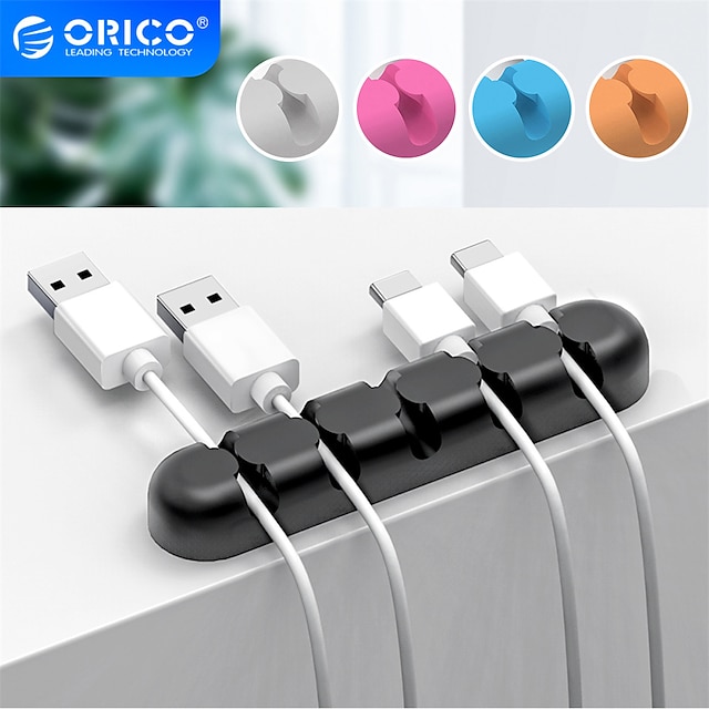  orico kabelbeholder silikone usb kabel opruller desktop ryddelige styringsclips kabelholder til mus hovedtelefon ledningsorganisator