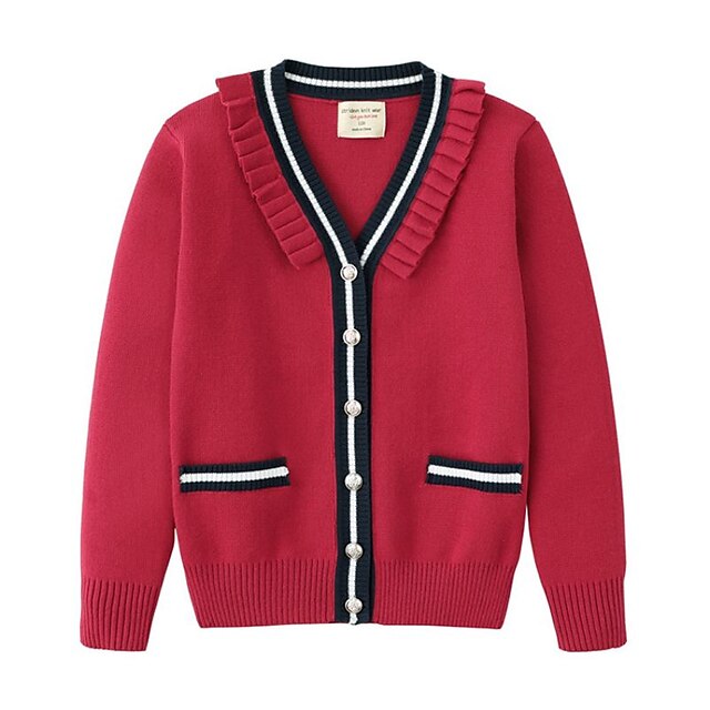 Baby & Kids Girls Clothing | Kids Girls Coat Long Sleeve White Royal Blue Red Plain Patchwork Fall Winter Adorable Sport 4-12 Ye