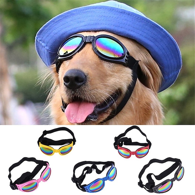  psí sluneční brýle psí brýle, štěně psí uv brýle s nastavitelným páskem, proti zamlžování & větruodolné skládací sluneční brýle pro malé a střední psy