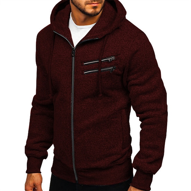 Mens Clothing Mens Hoodies & Sweatshirts | Mens Full Zip Hoodie Jacket Solid Color Pocket Casual Daily Holiday Casual Streetwear