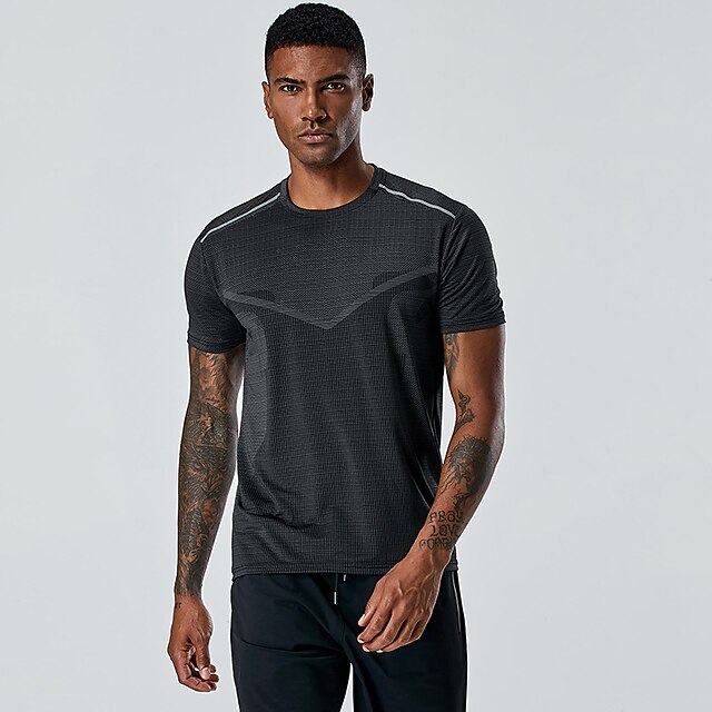 Sports & Outdoors Running, Jogging & Walking | Mens Running Shirt Reflective Strip Tee Tshirt Top Athletic Breathable Quick Dry 