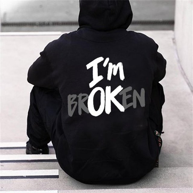 Mens Clothing Mens Hoodies & Sweatshirts | Mens Hoodie Pullover Hoodie Sweatshirt Graphic Patterned Letter Casual Daily Holiday 