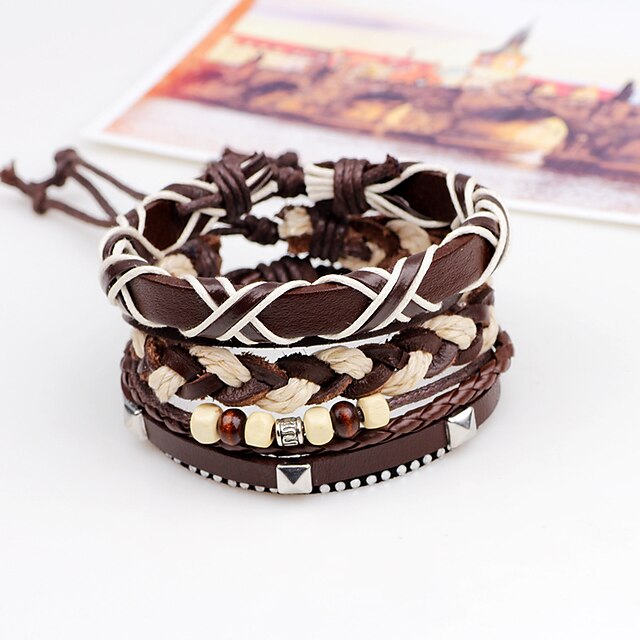 Shoes & Bags Fashion Accessories | 3pcs Mens Loom Bracelet Braided Lucky Personalized Stylish Fashion Holiday Casual / Sporty Le