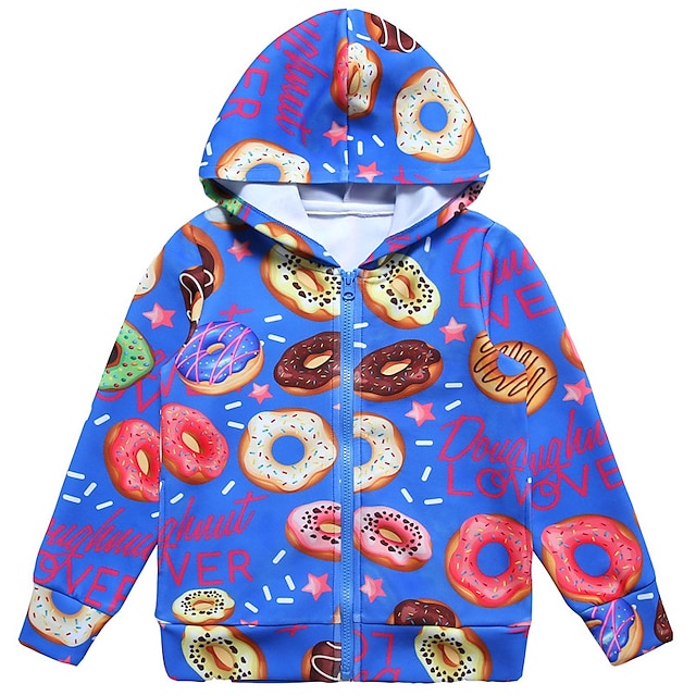 Baby & Kids Girls Clothing | Kids Girls Coat Long Sleeve Blue Cartoon Letter Zipper Fall Spring Active Street 3-12 Years - KJ933