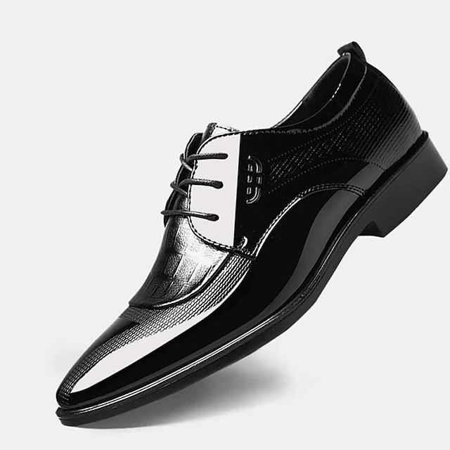 Men's Black Patent Leather Oxford Shoes with Lace-Up Design for Formal Occasions 7