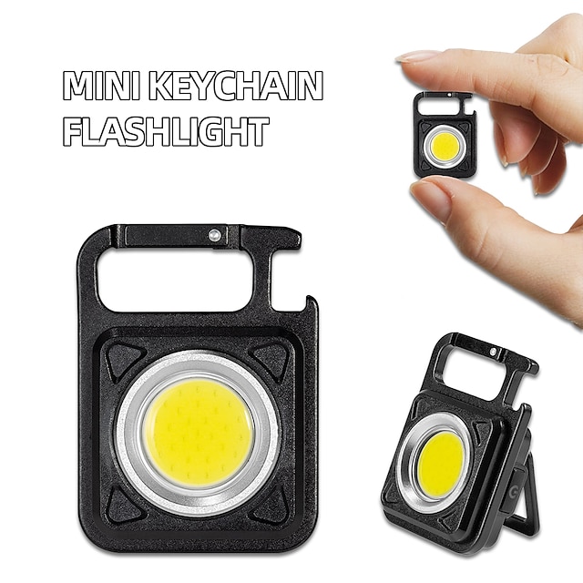  LED mini lampe de poche super lumineux camping lumière cob porte-clés lumière de travail rechargeable projecteur avec aimant puissant ip64 étanche