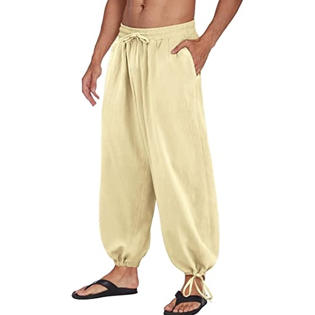  Voor heren Broek Zomerbroek Knickerbockers (dames) Strandbroeken Baggy harembroeken Zak Trekkoord zakkerig Effen Comfort Ademend Yoga Dagelijks Klassiek Casual / sportief Ruim Passend Zwart Wit