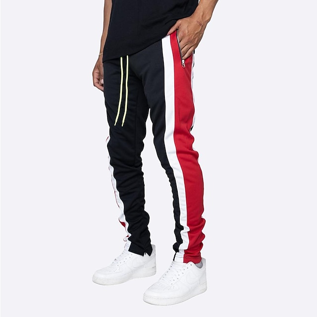  Men's Sweatpants Joggers Trousers Pencil Track Pants Drawstring Elastic Waist Full Length Sports Outdoor Streetwear Casual Yellow Red