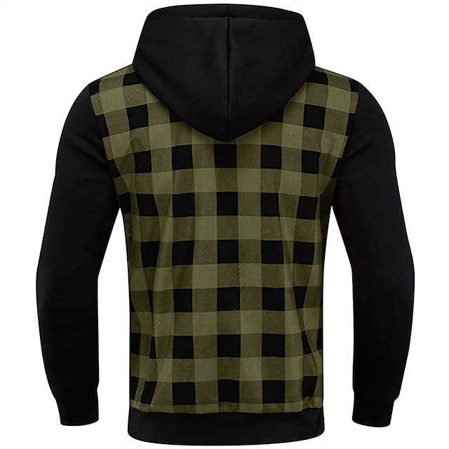 Mens Clothing Mens Hoodies & Sweatshirts | Mens Full Zip Hoodie Jacket Plaid Zipper Pocket Casual Daily Holiday Other Prints Cas