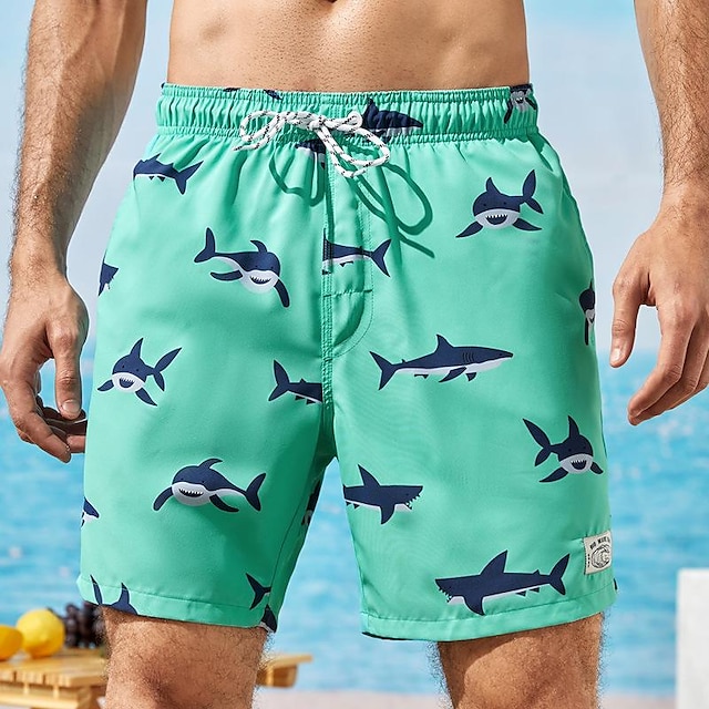  Men's Swim Trunks Swim Shorts Quick Dry Board Shorts Bottoms Breathable Drawstring with Pockets - Swimming Surfing Beach Water Sports Stripes Summer