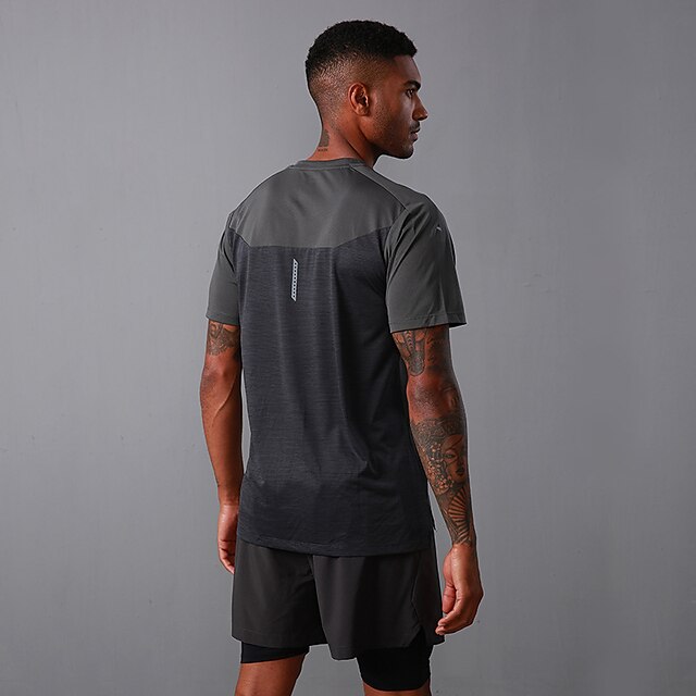 Sports & Outdoors Running, Jogging & Walking | Mens Running Shirt Tee Tshirt Top Athletic Breathable Quick Dry Moisture Wicking 