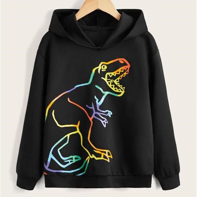 Baby & Kids Boys Clothing | Kids Boys Hoodie Long Sleeve 3D Print Dinosaur Animal Pocket Black Children Tops Fall Spring Active 