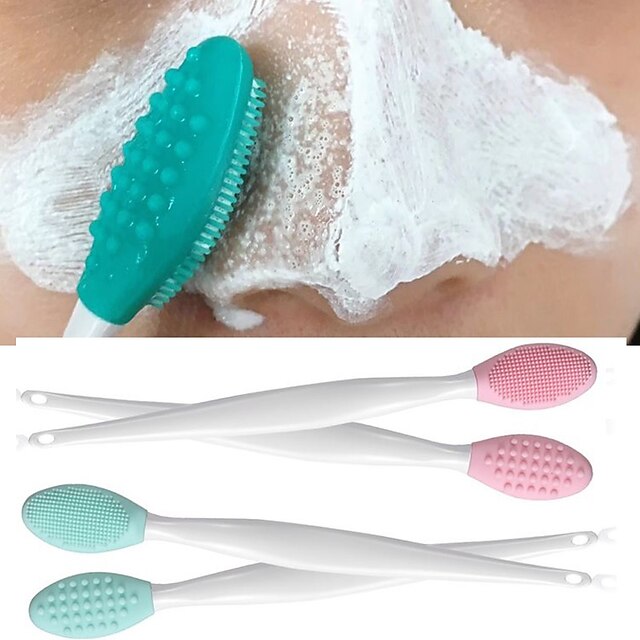 2 Pieces Lip and Nose Scrub Brush Silicone Exfoliating Lip Brush DoubleSided Soft Lip Nose