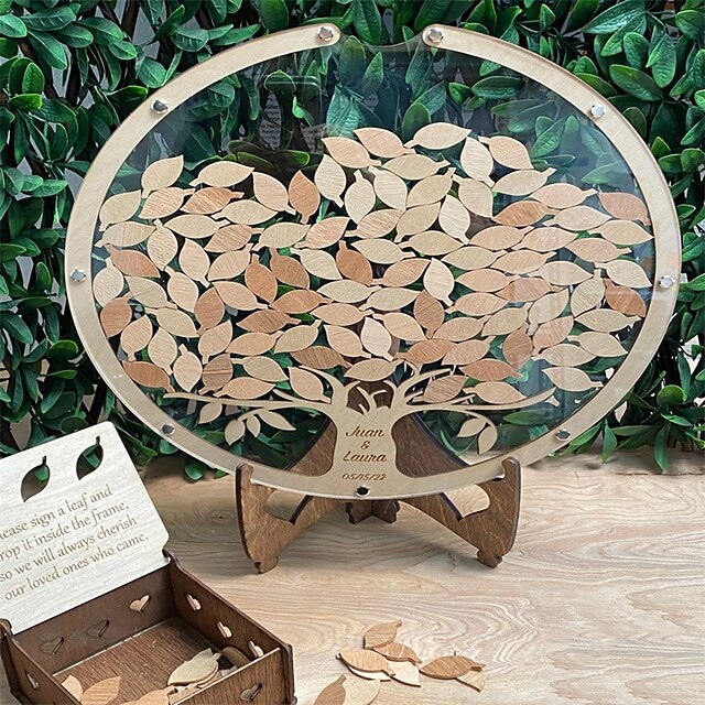 Home & Garden Home Decor | Wedding Guest Book Tree and Leaves Wedding Guest Book Wedding Season Blessing Collection Box - MM8203