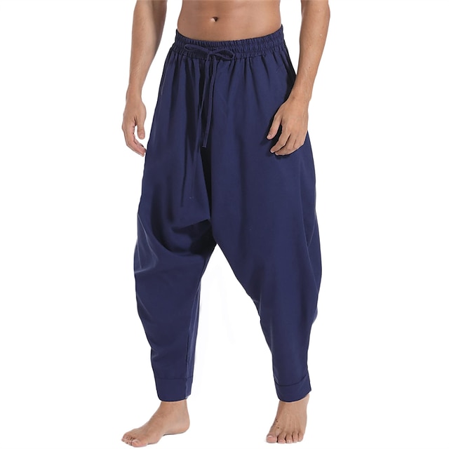Men's Linen Pants Trousers Summer Pants Jogger Pants Baggy Harem Pants ...