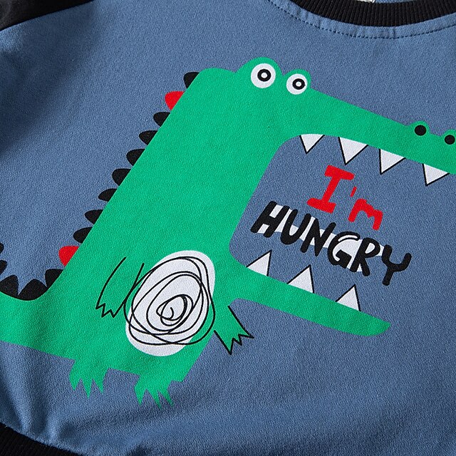 Baby & Kids Boys Clothing | Kids Boys Sweatshirt Long Sleeve Dinosaur Crewneck Blue Yellow Children Tops Fall Spring Active Fash