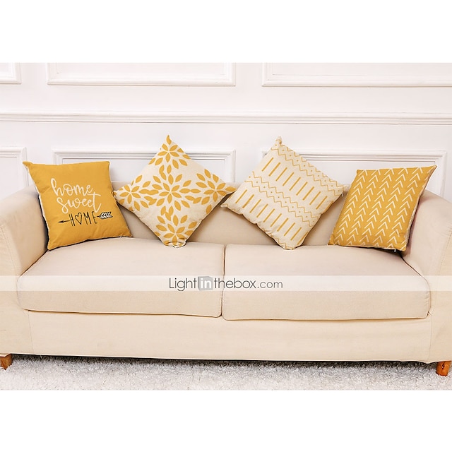4 Uds. Funda de almohada geométrica amarilla funda de cojín decorativa  suave funda de almohada sofá dormitorio cojín de calidad superior para sala  de estar sofá cama silla 2023 - US $