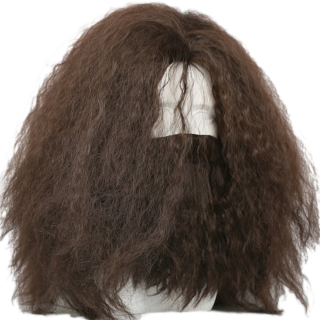  Hagrid peruca filme cosplay marrom longo cabelo encaracolado acessórios para barba