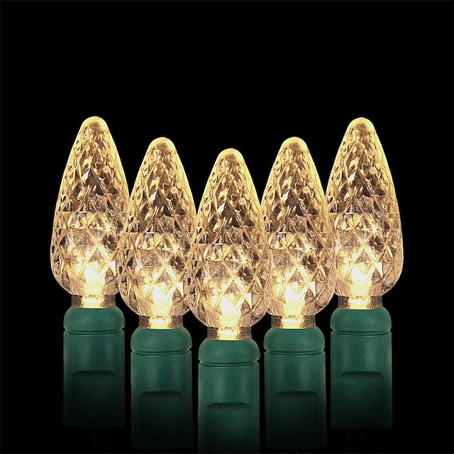  C7 Bulbs Christmas Lights with Timer - 50 LED 16.4ft Strawberry Battery String Light for Outdoor Indoor - Mini Lighting Decor Patio Wreath Garland Party Xmas Tree Christmas Decorations