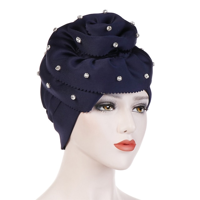 Shoes & Bags Fashion Accessories | Blue Big Flower Women Hijabs Islamic Scarf Scarves Lady Hat India Cap Muslim Turban Hats Bean