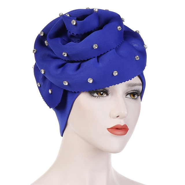 Shoes & Bags Fashion Accessories | Blue Big Flower Women Hijabs Islamic Scarf Scarves Lady Hat India Cap Muslim Turban Hats Bean