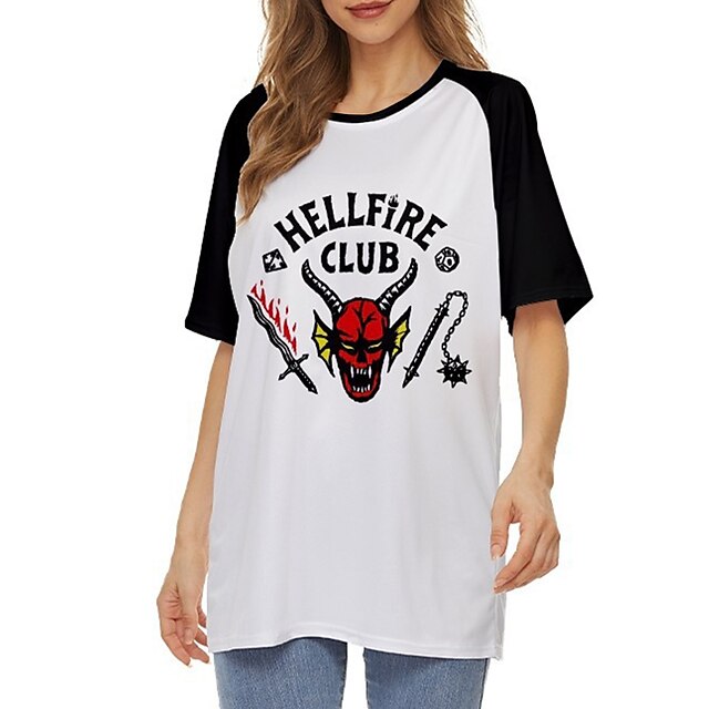  Stranger Things Hellfire Club Raglan Sleeves T-Shirt Eddie Munson Cosplay Costume Terylene Classic Retro Street Style T-shirt For Adults Kids