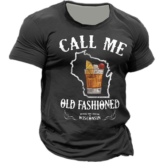 Mens Clothing Mens Tees & Tank Tops | Mens Unisex T shirt Tee 3D Print Graphic Patterned Beer Letter Crew Neck Street Daily Prin