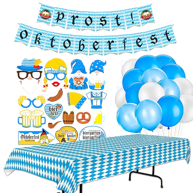  oktoberfest palloncino in lattice set blu e bianco bandiera plaid foto puntelli decorazione festa palloncino