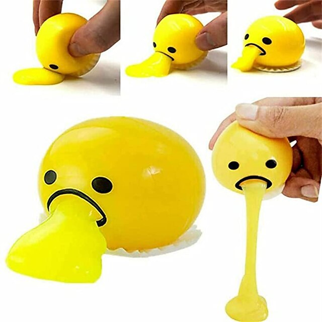  3PCS Yellow Round Vomiting & Sucking Lazy Egg Yolk Vent Stress Tricky Game Relief Toys