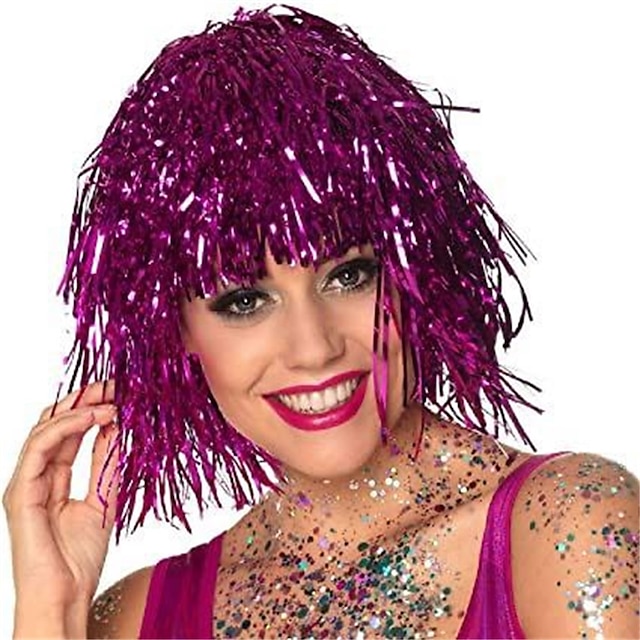 Perruques de guirlandes, perruque de fête brillante, fournitures de cosplay métalliques